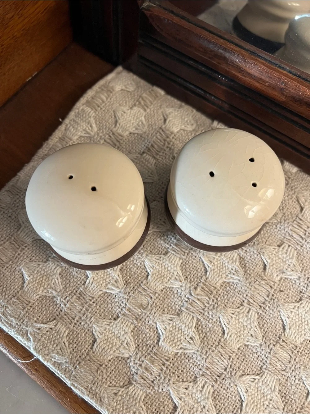 MCCOY Vintage MCM Stoneware Tabletop Set Butter Dish Salt & Pepper Sugar Bowl